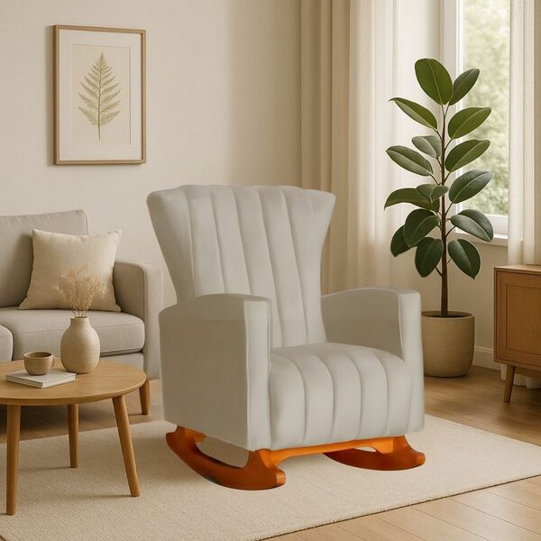 Poltrona Amamentação E Descanso Pés Balanço Pamela Suede  Sue