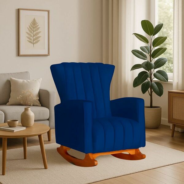 Poltrona Amamentação E Descanso Pés Balanço Pamela Suede  Sue