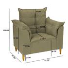 Poltrona Amamentação E Puff Ariel Suede Cappuccino Pés Palito