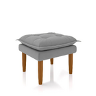 Poltrona Amamentação E Puff Ariel Suede Cinza Pés Palito Tana