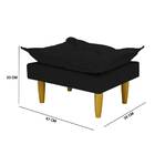 Poltrona Amamentação E Puff Ariel Suede Preto Pés Palito Bnn