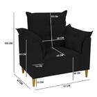 Poltrona Amamentação E Puff Ariel Suede Preto Pés Palito Bnn