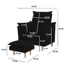 Poltrona Amamentação E Puff Ariel Suede Preto Pés Palito Tana