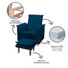 Poltrona Amamentação E Puff Bela Veludo Azul Marinho Espuma D