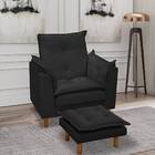 Poltrona Amamentação E Puff Bela Veludo Preto Pés Palito Bnn