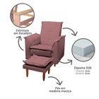 Poltrona Amamentação E Puff Bela Veludo Rosê Espuma D26 Tana