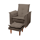 Poltrona Amamentação E Puff Luna Suede Cappuccino Pés Palito