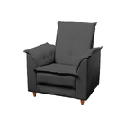 Poltrona Amamentação E Puff Luna Suede Cinza Pés Palito Tana