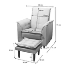 Poltrona Amamentação E Puff Luna Suede Cinza Pés Palito Tana