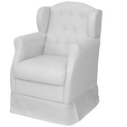 Poltrona Amamentação E Puff Manu Com Balanço Linho Cinza Tana