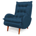 Poltrona Amamentação Estofada Vitoria Com Puff Veludo Azul Ma