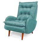 Poltrona Amamentação Estofada Vitoria Veludo Turquesa