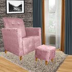 Poltrona Amamentação Gaby Pés Palito + Puff Rosa