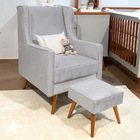 Poltrona Amamentação Giovana Com Puff Quadrado Pés Madeira Su