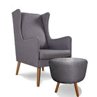 Poltrona Amamentação Giovana Com Puff Redondo Pés Madeira Lin