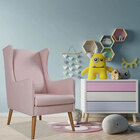 Poltrona Amamentação Giovana Pés Madeira Linho Rosa