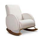 Poltrona Amamentação La Vie Bege Linho Natural Com Viés Rosê