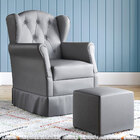 Poltrona Amamentação Leticia Com Puff Quadrado Balanço Com Sa