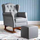 Poltrona Amamentação Leticia Com Puff Quadrado Balanço Corano