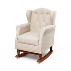 Poltrona Amamentação Leticia Com Puff Quadrado Balanço Veludo