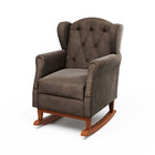 Poltrona Amamentação Leticia Com Puff Quadrado Balanço Veludo