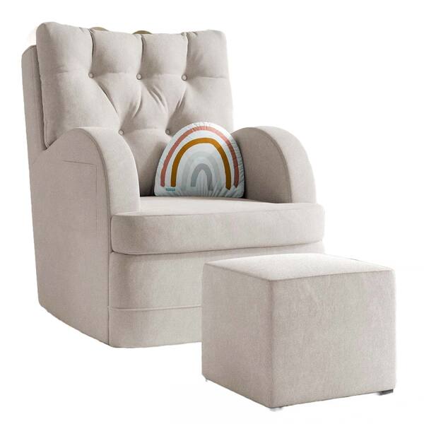 Poltrona Amamentação Ludmila Puff Corano Bege