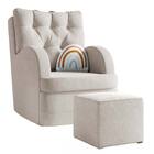 Poltrona Amamentação Ludmila Puff Linho Bege