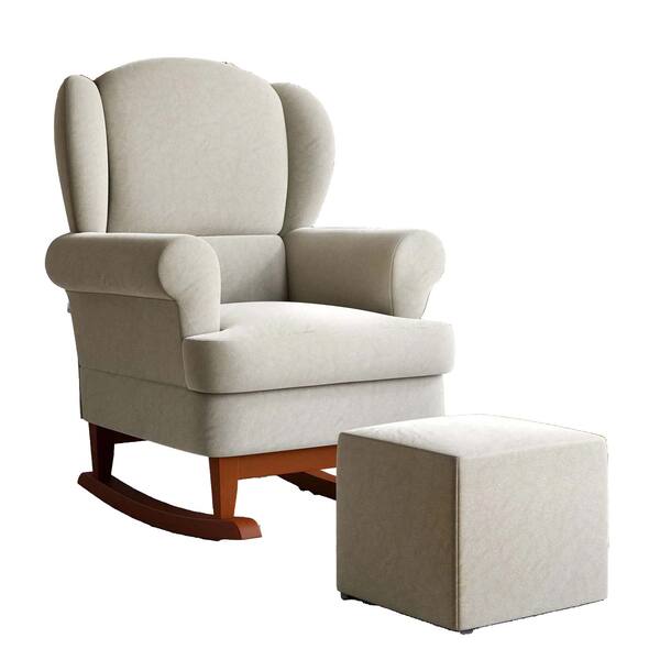 Poltrona Amamentação Maria Vitoria Balanço Canoa Puff Veludo