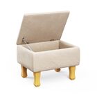 Poltrona Amamentação Maria Vitoria Pés Madeira Puff Suede Bege