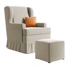 Poltrona Amamentação Maria Vitoria Puff Suede Nude