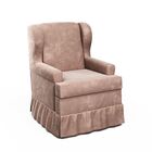 Poltrona Amamentação Maria Vitoria Puff Veludo Rosa