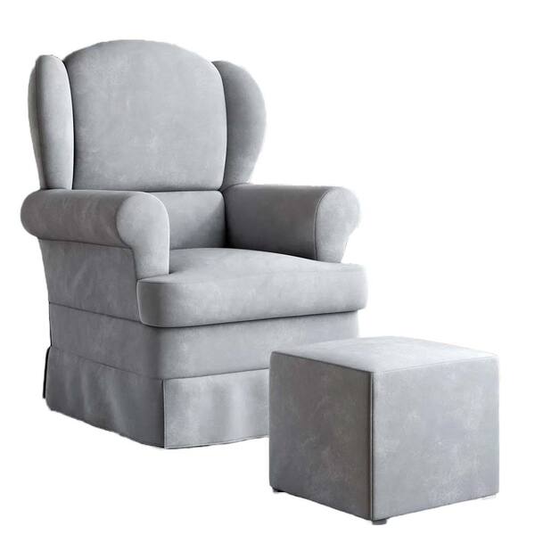 Poltrona Amamentação Sabrina Com Puff Corano Cinza