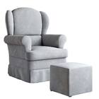 Poltrona Amamentação Sabrina Com Puff Linho Cinza