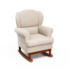 Poltrona Amamentação Sabrina Pes Canoa Puff Bau Veludo Bege