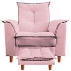 Poltrona Amamentação Sala De Estar Milla Puff E Almofada Rosa