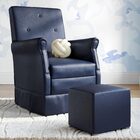 Poltrona Amamentação Suzana Puff Corano Azul Marinho