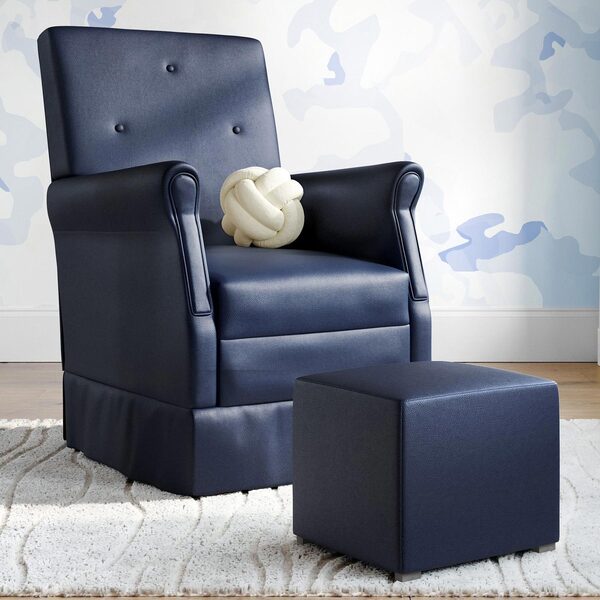 Poltrona Amamentação Suzana Puff Corano Azul Marinho