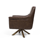 Poltrona Amélia Linho Bege B-82 Com Corano Marrom B-38 Base G