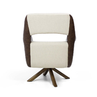 Poltrona Amélia Linho Bege B-82 Com Corano Marrom B-38 Base G