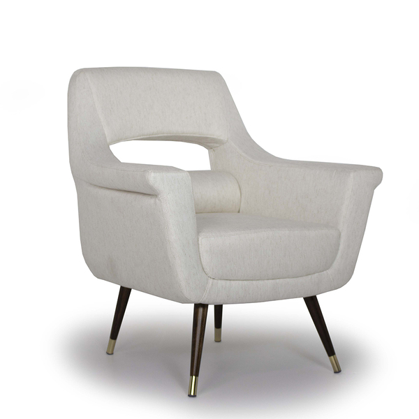 Poltrona Amélia Linho Cru A-49 Pés Palito De Madeira Duo - D'