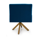 Poltrona Ana Veludo Azul B-170 Base Giratória Madeira - D'ros