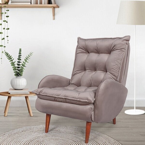 Poltrona Anatomica Pes De Madeira Eloa  Cappuccino