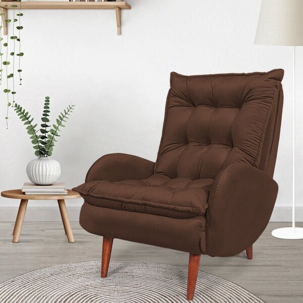 Poltrona Anatomica Pes De Madeira Eloa  Marrom