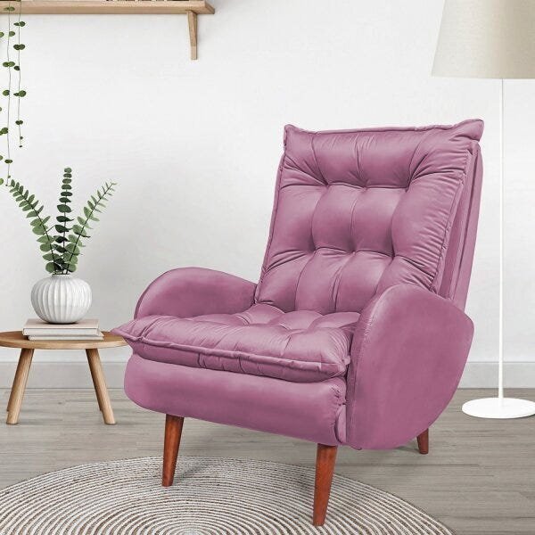 Poltrona Anatomica Pes De Madeira Eloa  Rosa