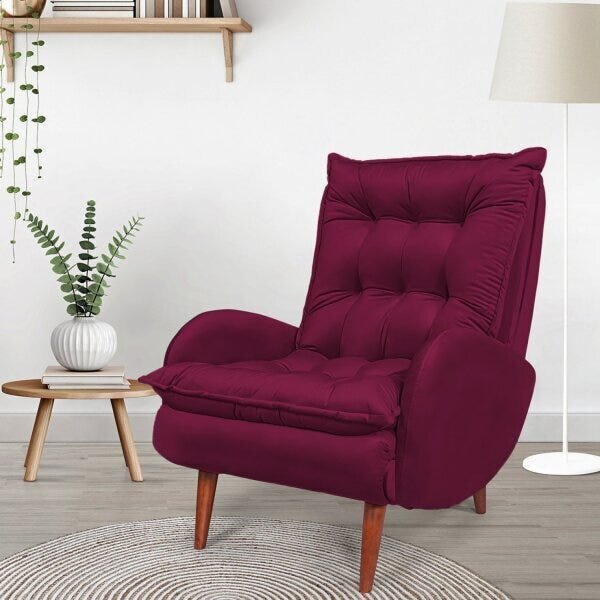 Poltrona Anatomica Pes De Madeira Eloa  Vinho