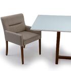 Poltrona Angel Base De Madeira Linho Rústico Bege