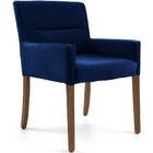 Poltrona Angel Base De Madeira Veludo Azul Royal