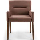 Poltrona Angel Base De Madeira Veludo Marrom Acobreado