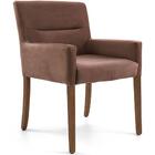 Poltrona Angel Base De Madeira Veludo Marrom Acobreado