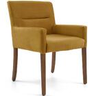 Poltrona Angel Base De Madeira Veludo Mostarda